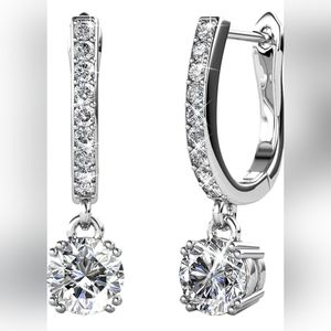 Cate & Chloe Mckenzie 18k White Gold Plated Dangle Earrings, BNIB